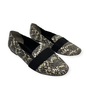 Pour La Victoire Zarine Snakeskin Embossed Leather Loafers Slip-On Flats Sz 7.5